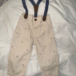 Carters boys khakis- anchors /suspenders! Size 9 months